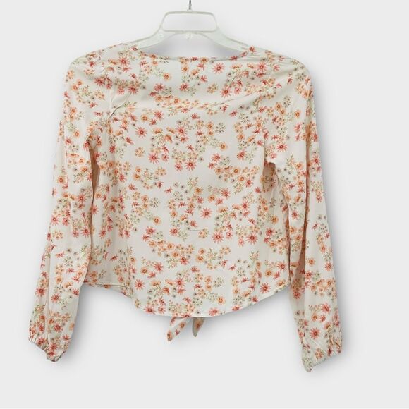 Hippie Rose V-Neck Floral Print Tie-Hem Top Women’s Size XS - Picture 5 of 6